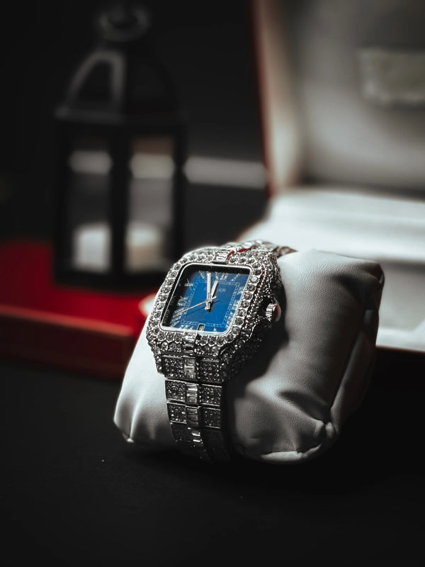 Iced Out Blue Dial King Watch